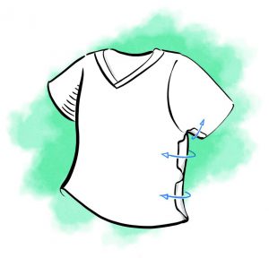 White t-shirt with green painted background